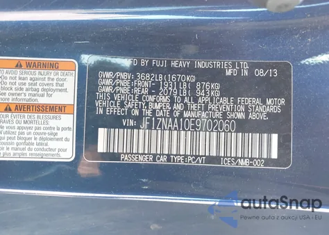 2014 Scion Fr-S из США, поврежденный, VIN JF1ZNAA10E9702060